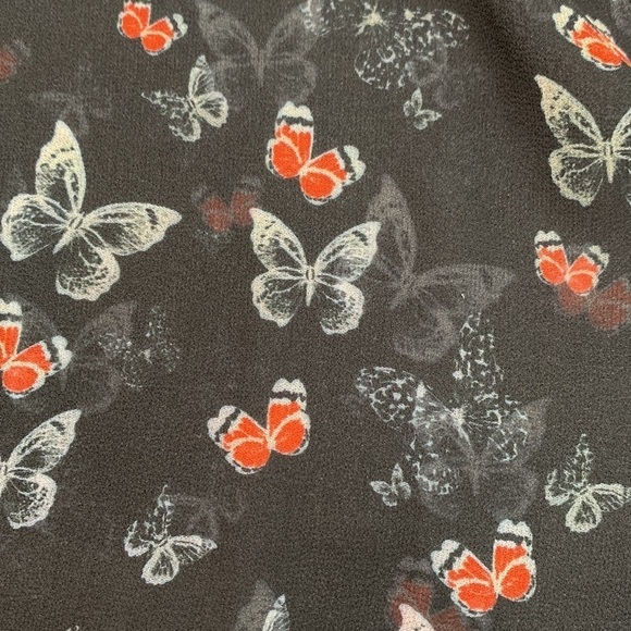 Patrizia Pepe Black Sheer Butterfly Print Ruffle Trim Top Size 44 (small… - Picture 4 of 16